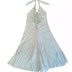 Green Floral Halter Dress